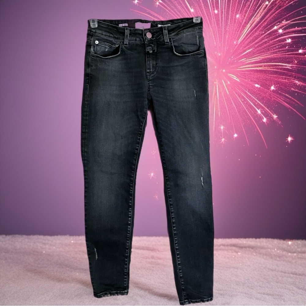 Closed Italian Jeans Skinny Baker Black Organic Cotton Ankle Crop Size 27 - Picture 5 of 12
